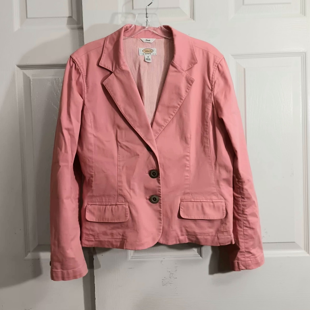 Talbots Women's 14 Petite Blazer Double Breasted Pockets Lined Academia Barbie